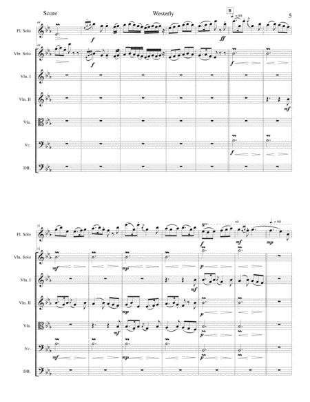 Westerly for flute, violin and string orchestra (SCORE only) image number null