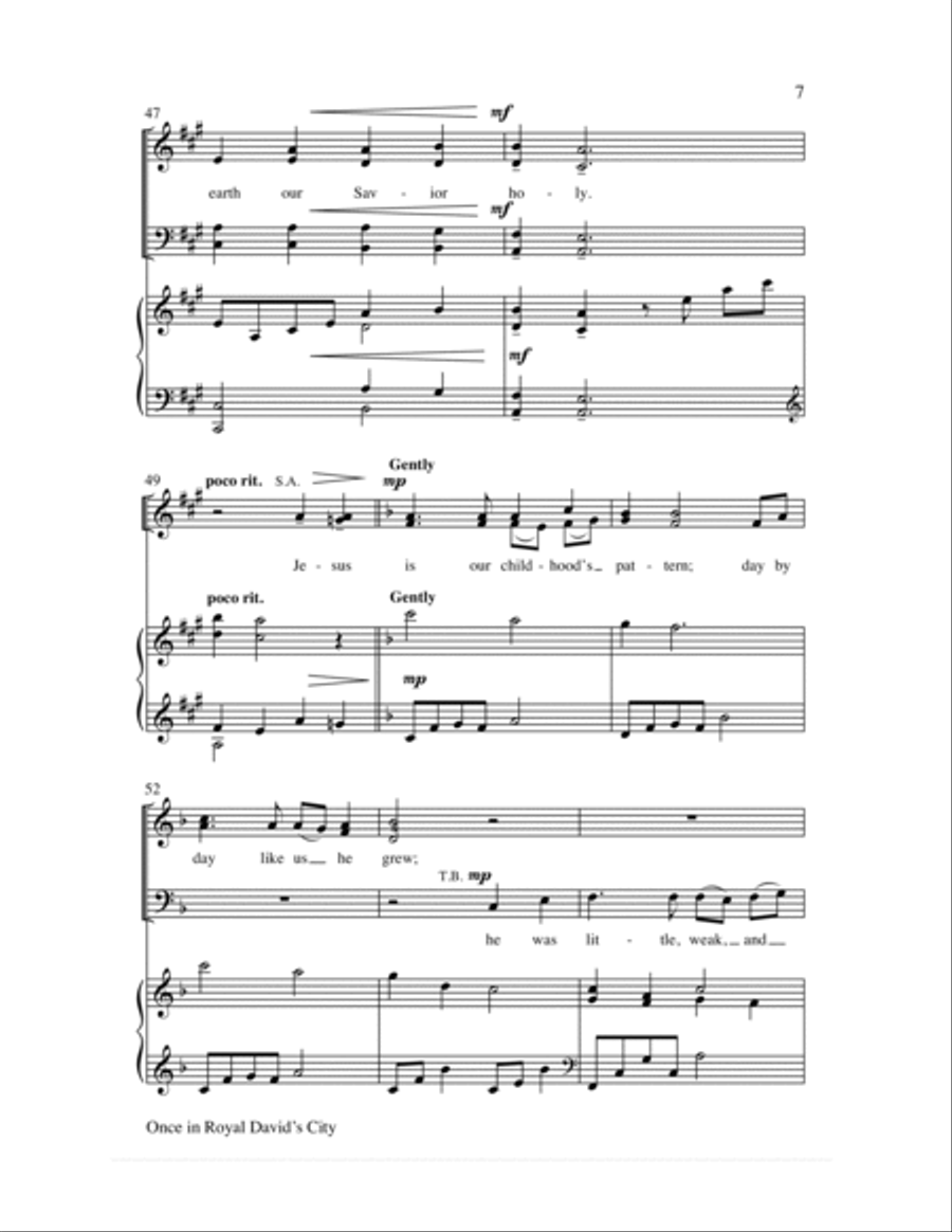 Once in Royal David's City 4-Part scores gallery preview page 7
