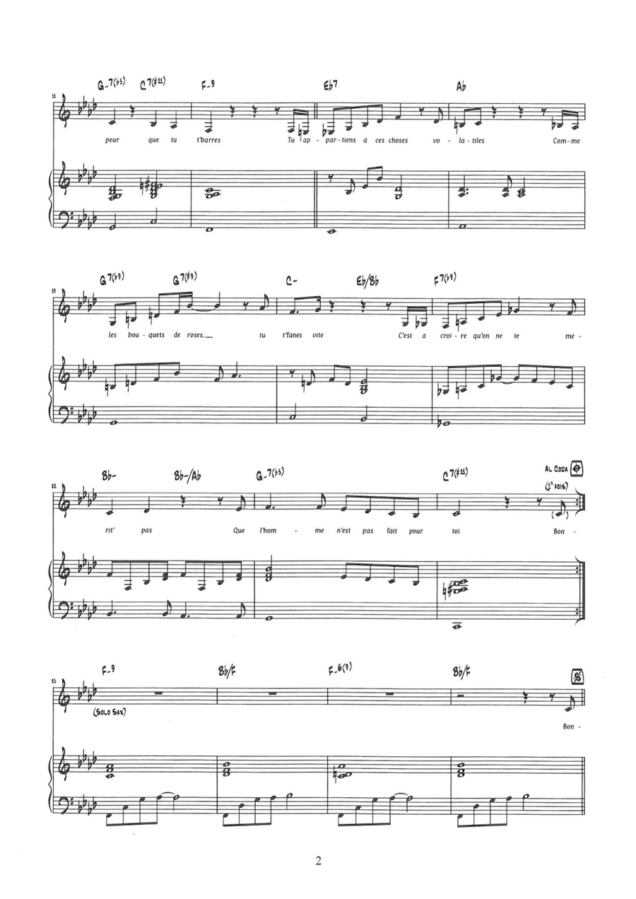 Bonheur Piano, Vocal scores gallery preview page 2