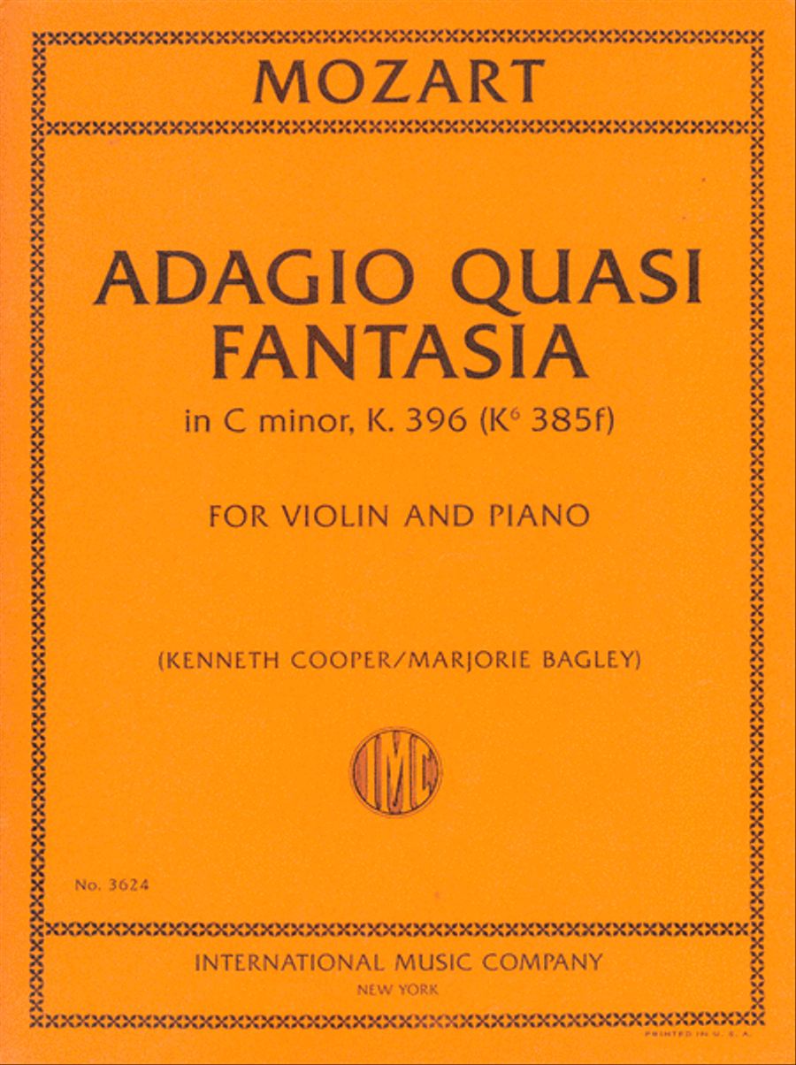 Adagio Quasi Fantasia, K. 396 (K6 385F) - First Edition Violin Solo scores gallery preview page 1