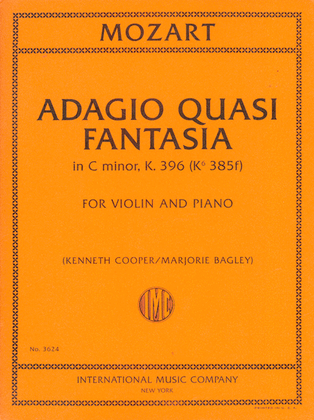 Book cover for Adagio Quasi Fantasia, K. 396 (K6 385F) - First Edition