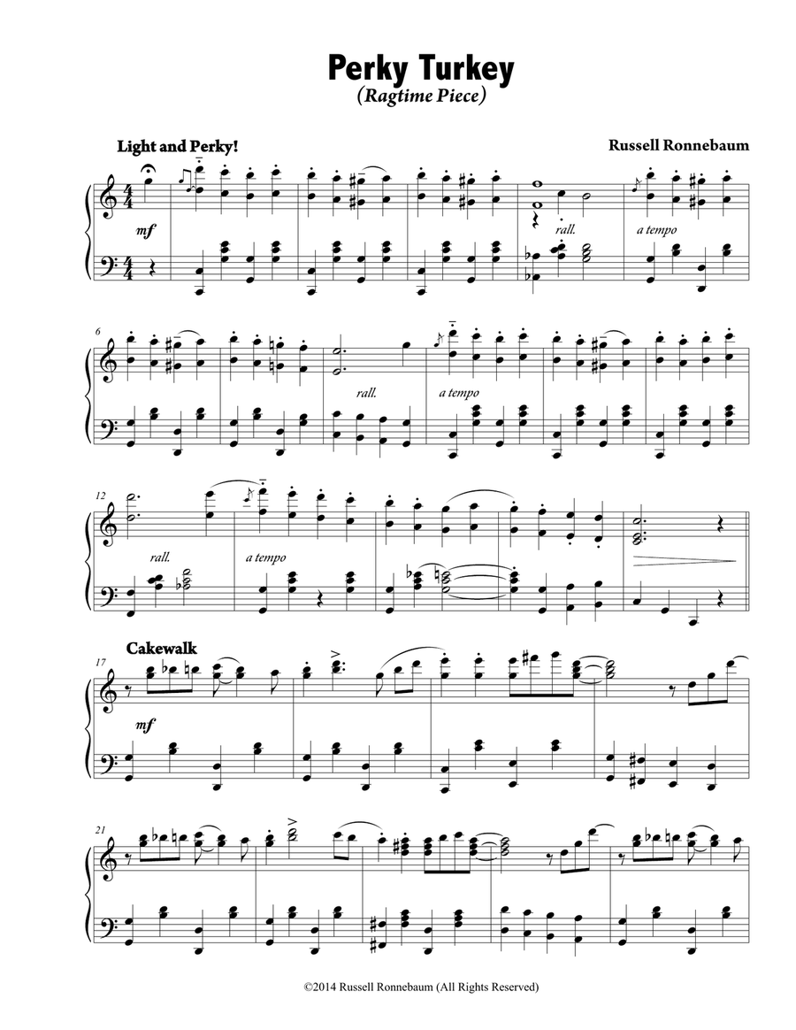 Perky Turkey (Ragtime Piece) Piano Solo scores gallery preview page 2