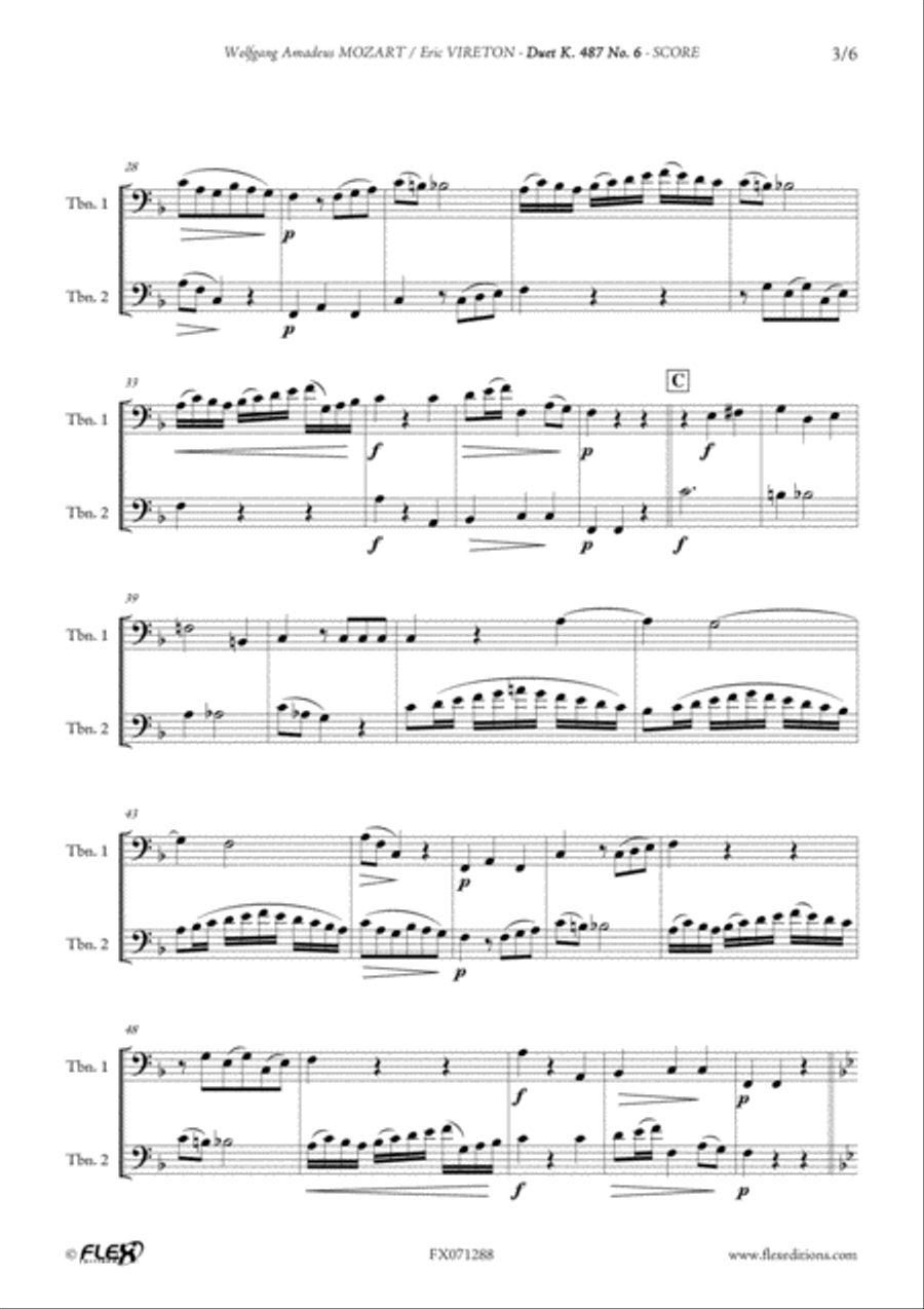 Duet K.487 No. 6 Duet K.487 No. 6 Trombone Duet scores gallery preview page 3