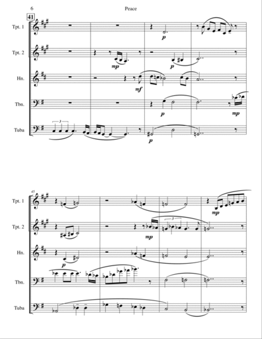 Peace Brass Quintet scores gallery preview page 6