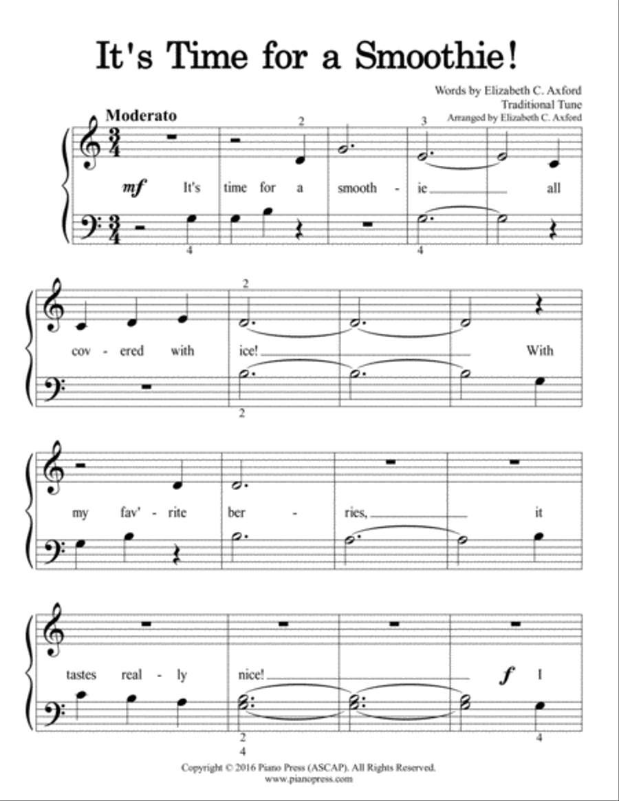 It's Time for a Smoothie! Easy Piano scores gallery preview page 2