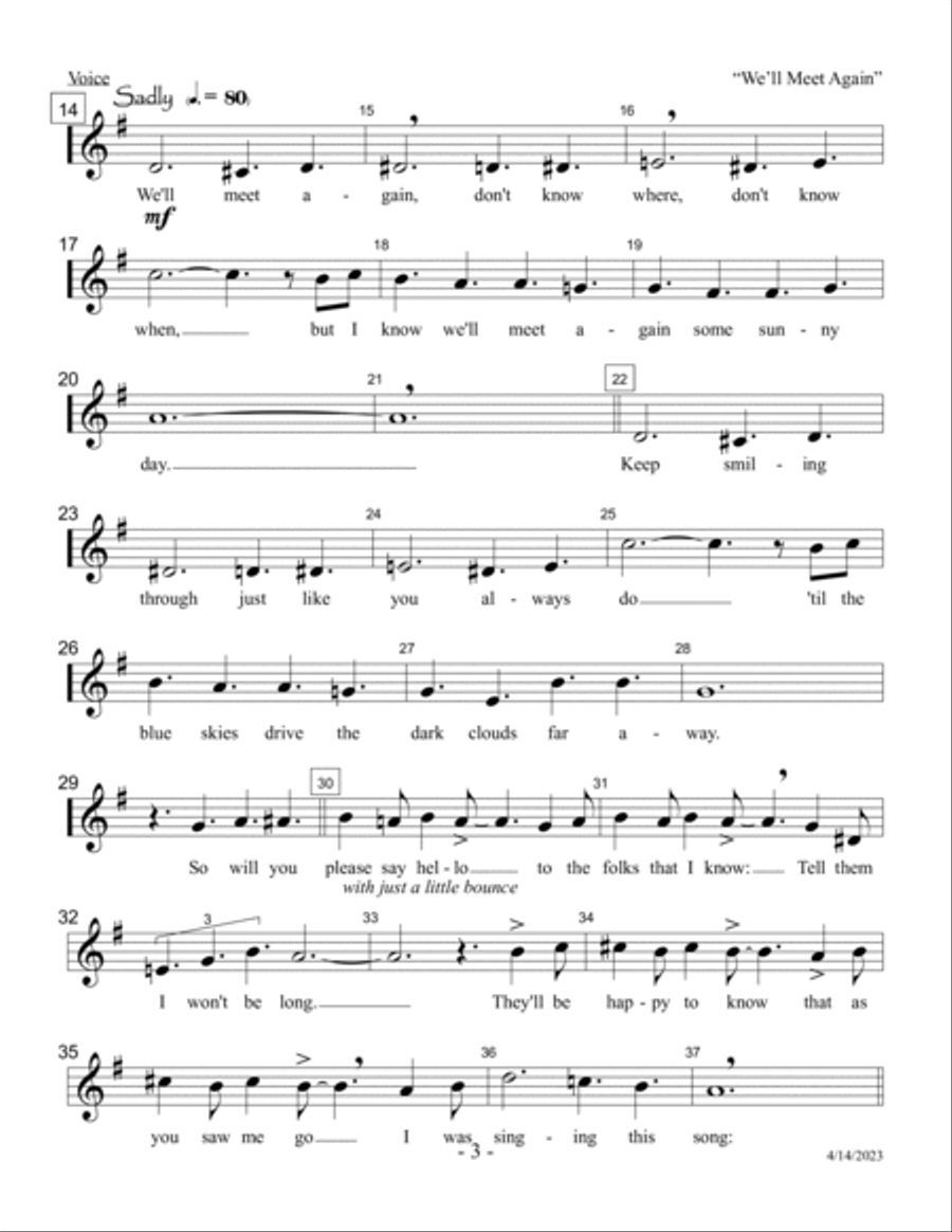 We'll Meet Again (voice) Handbell Choir scores gallery preview page 3