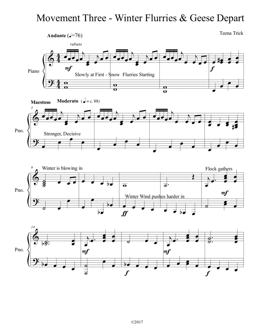 Winter Flurries - Movement 3 of the Canadian Geese Suite Piano Method scores gallery preview page 1