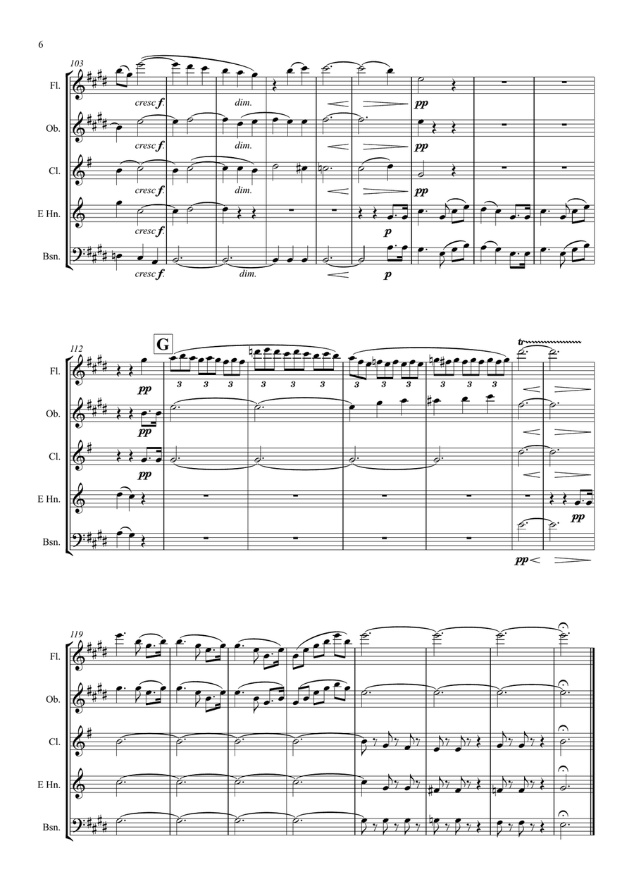 Mendelssohn: Incidental Music from A Midsummer Night's Dream Op.61 No.7 Notturno - wind quintet Woodwind Quintet scores gallery preview page 6