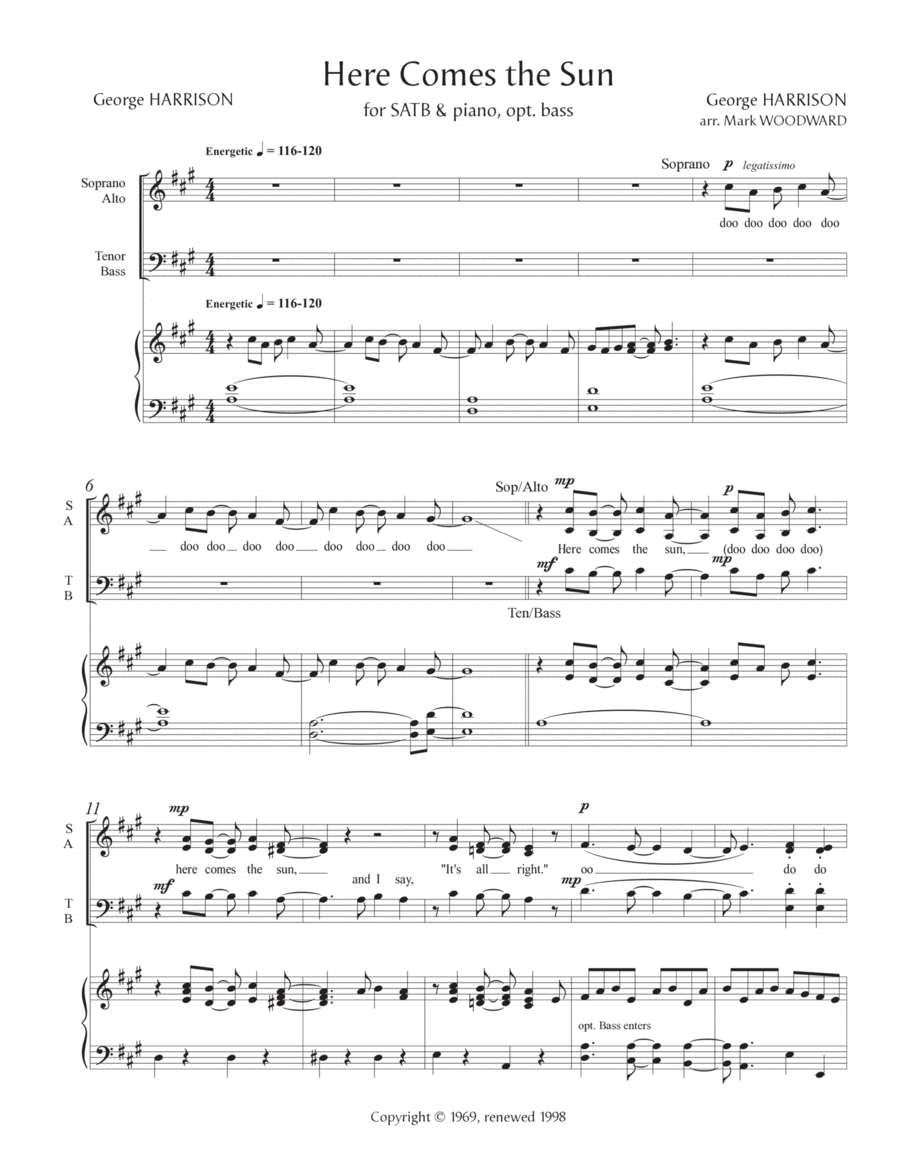 Here Comes The Sun Here Comes The Sun 4-Part scores gallery preview page 1