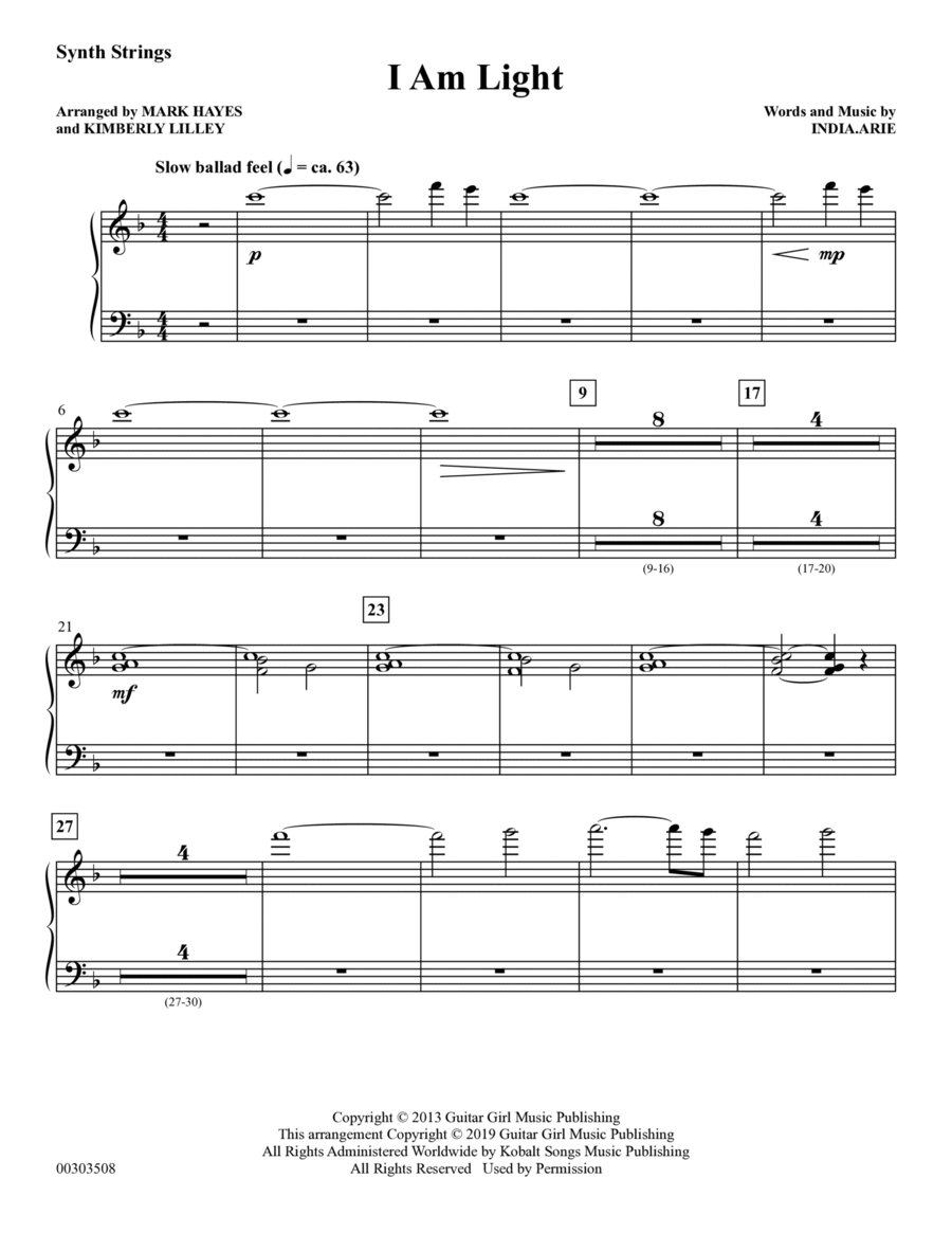 I Am Light (arr. Mark Hayes and Kimberly Lilley) - Synthesized Strings Choir scores gallery preview page 1