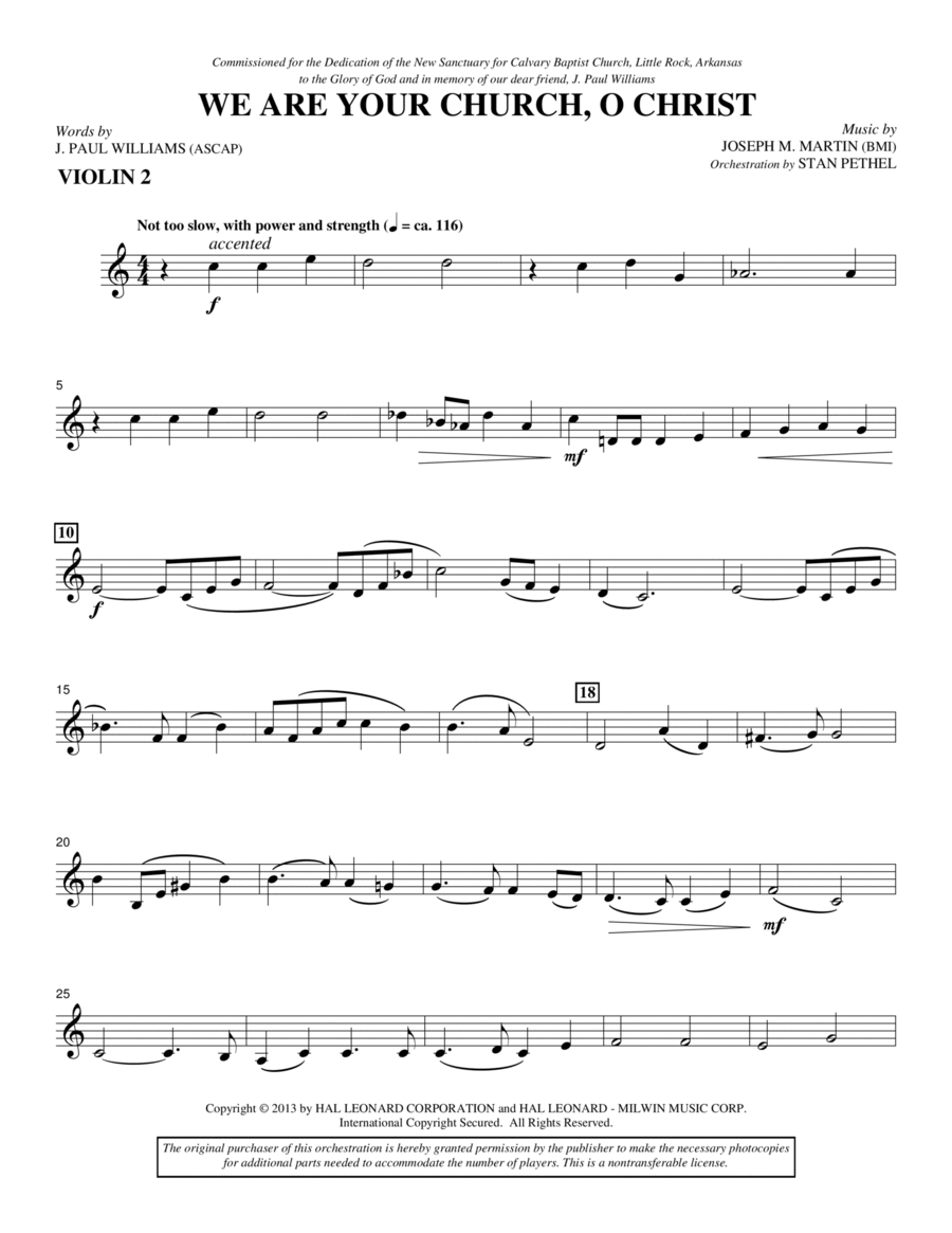 We Are Your Church, O Christ - Violin 2 Choir scores gallery preview page 1