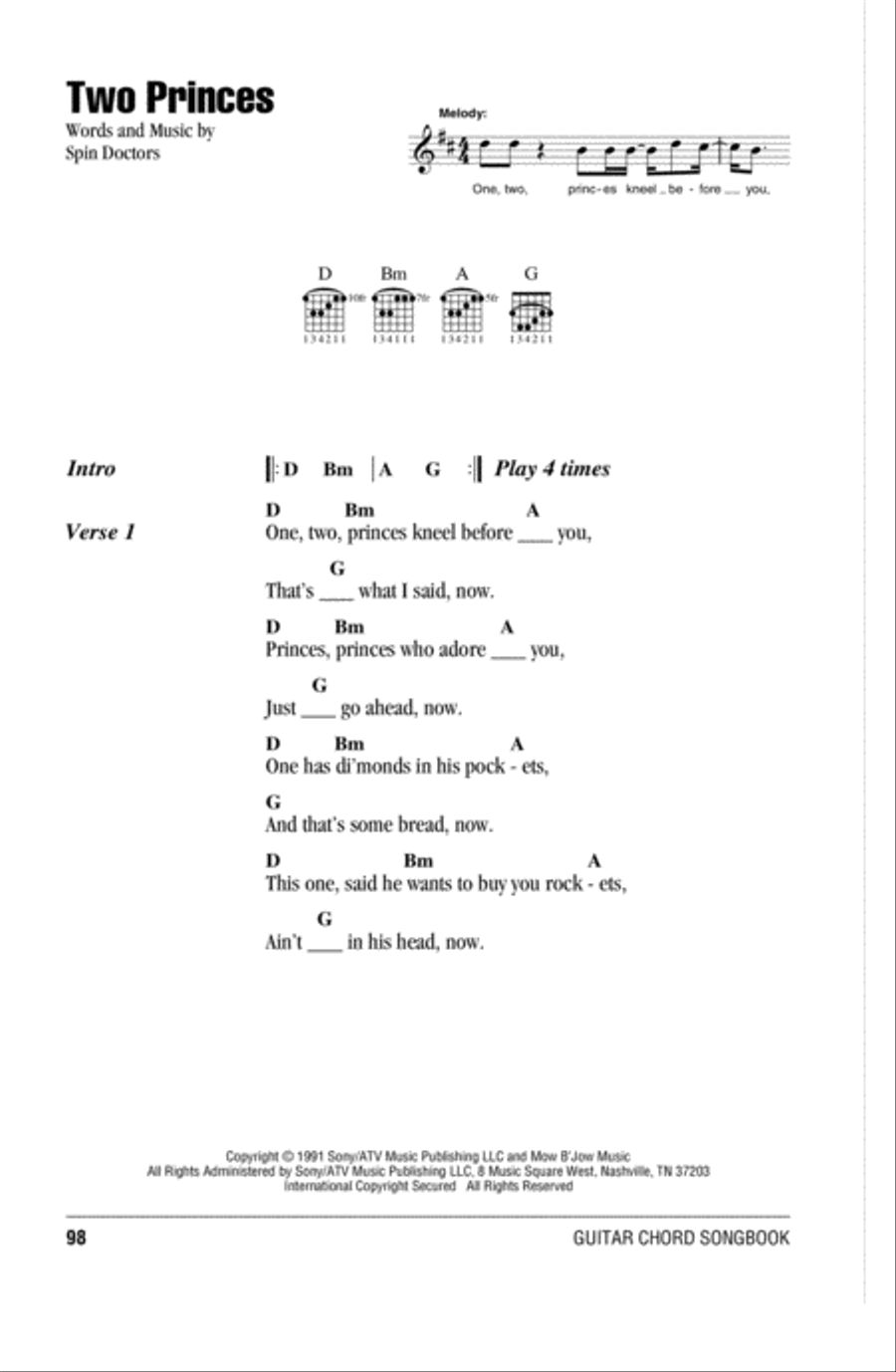 Two Princes Two Princes Easy Guitar scores gallery preview page 1