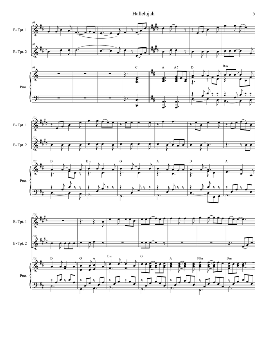 Hallelujah Trumpet Duet scores gallery preview page 5