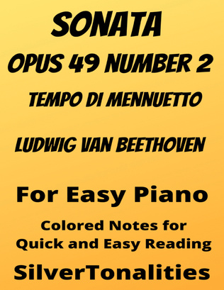 Book cover for Sonata Opus 49 Number 2 Tempo di Menuetto Easy Piano Sheet Music