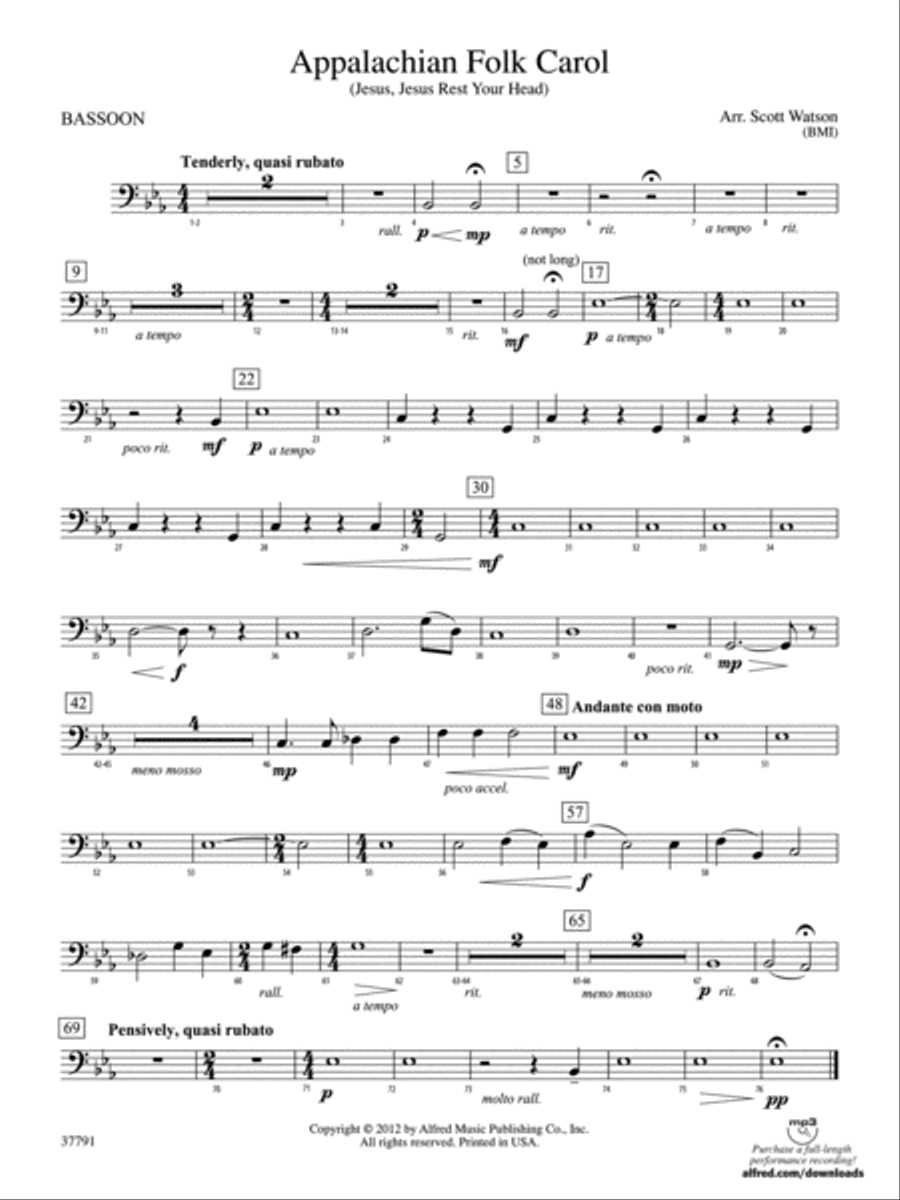 Appalachian Folk Carol: Bassoon Concert Band scores gallery preview page 1