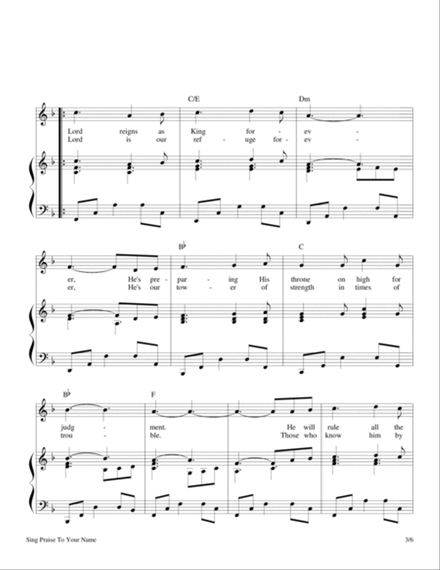 Sing Praise to Your Name (Psalm 9) Piano, Vocal, Guitar scores gallery preview page 3