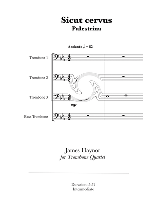 Book cover for Sicet cervus for Trombone Quartet