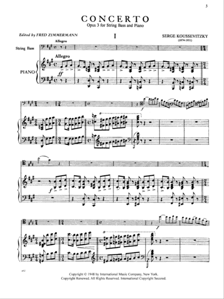 Concerto, Opus 3 (Solo Tuning) Double Bass scores gallery preview page 2