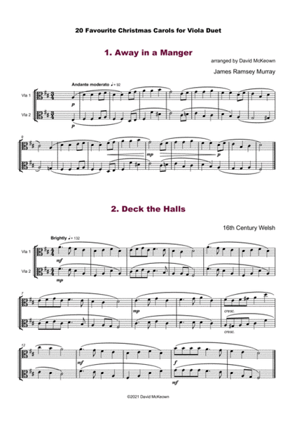 20 Favourite Christmas Carols for Viola Duet image number null
