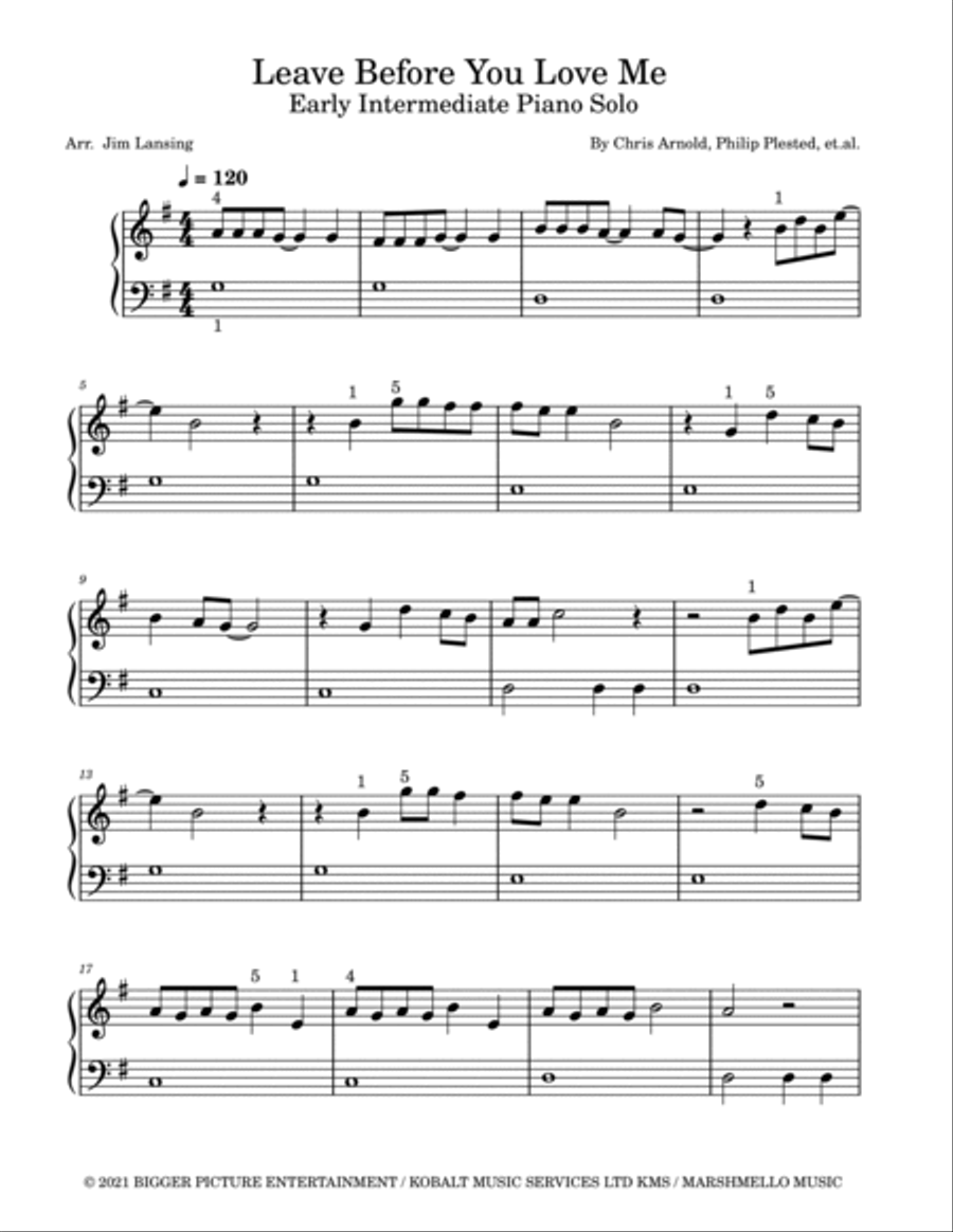 Leave Before You Love Me Piano Method scores gallery preview page 2