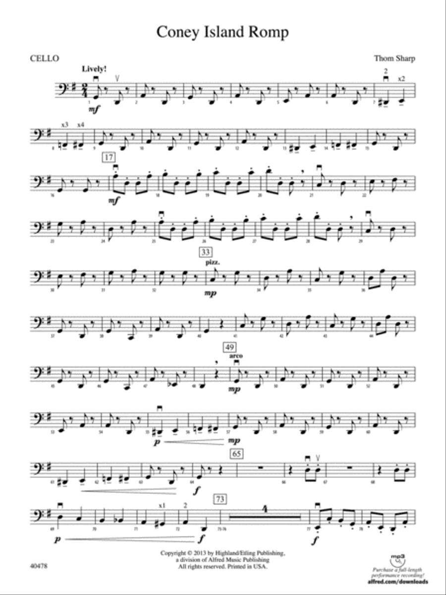 Coney Island Romp: Cello String Orchestra scores gallery preview page 1