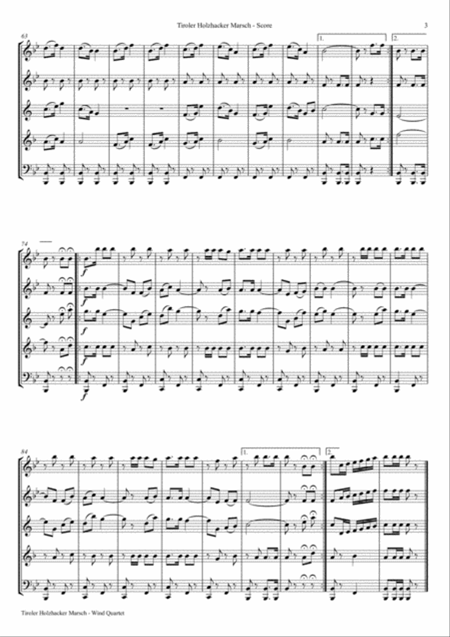 Tiroler Holzhacker Marsch - German Polka March - Oktoberfest - Wind Quintet Woodwind Quintet scores gallery preview page 3