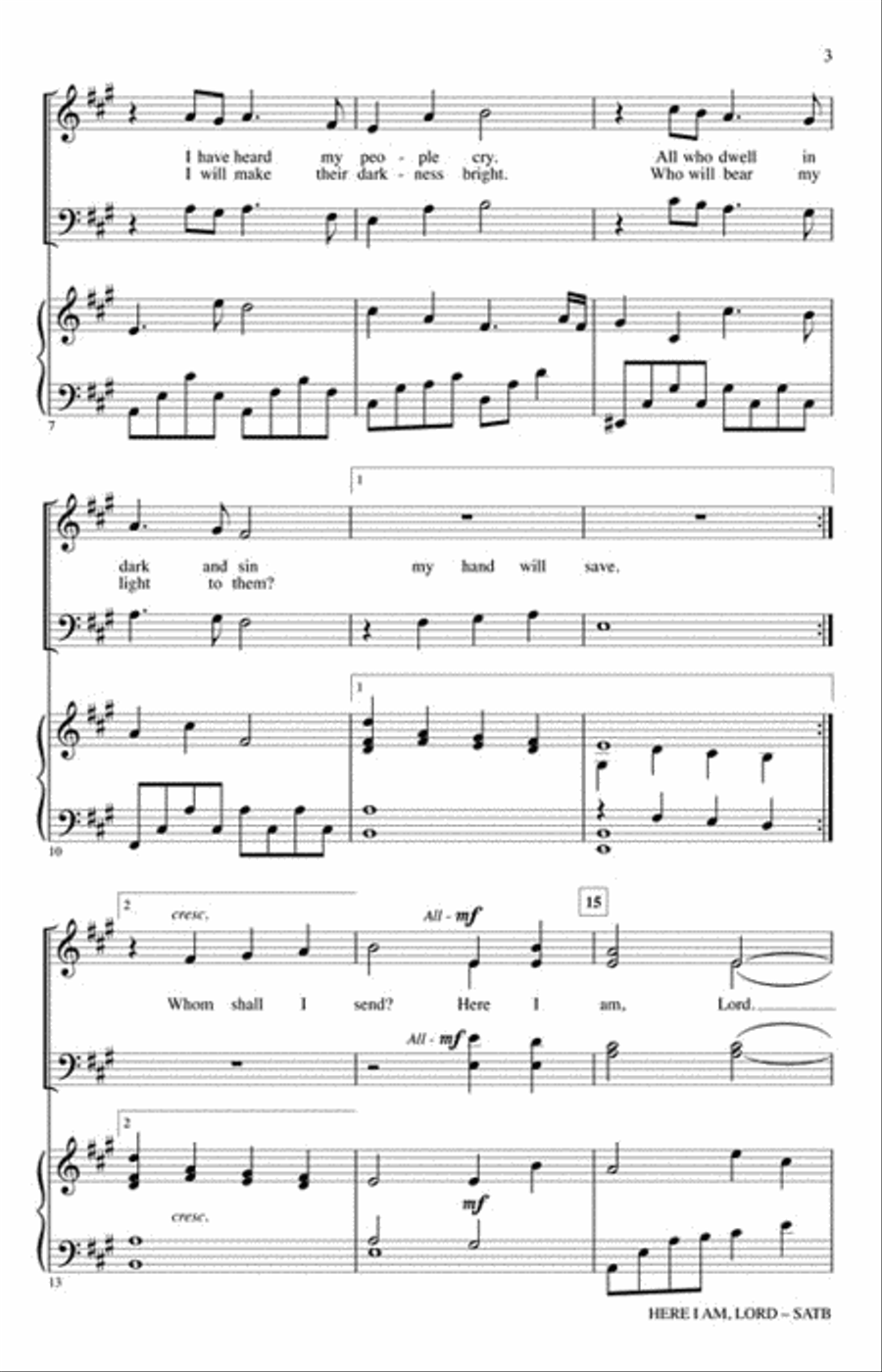 Here I Am, Lord Choir scores gallery preview page 3