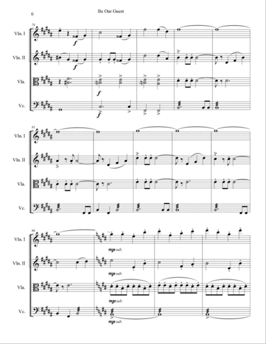 Be Our Guest Be Our Guest String Quartet scores gallery preview page 6