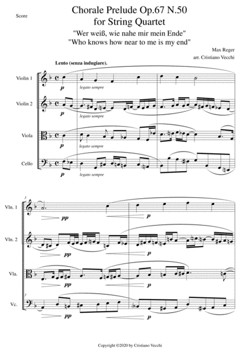 Chorale Prelude Op.67 N.50 for String Quartet image number null