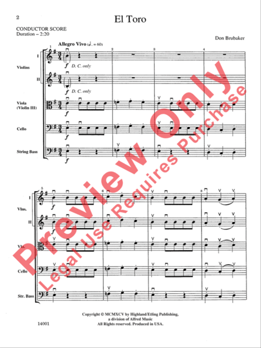 El Toro String Orchestra scores gallery preview page 3