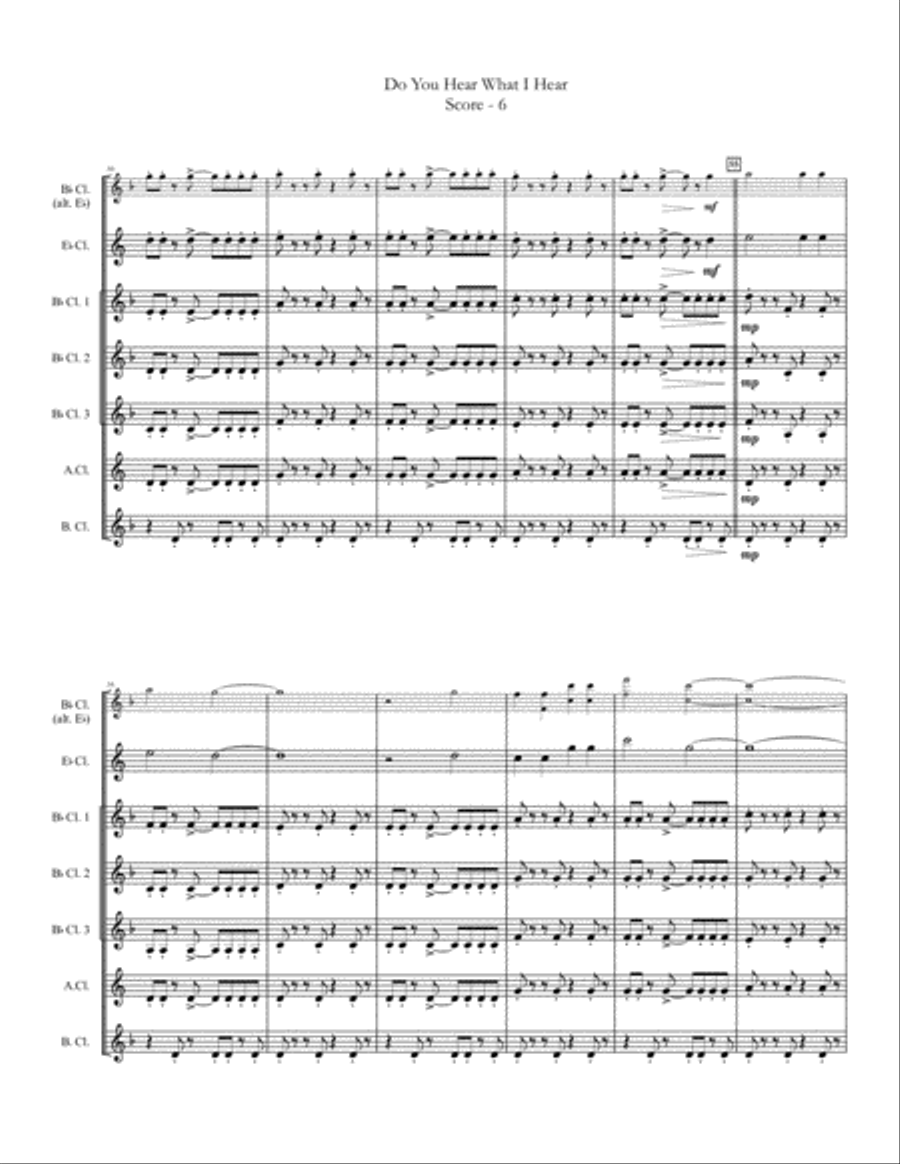 Do You Hear What I Hear Clarinet Choir scores gallery preview page 6