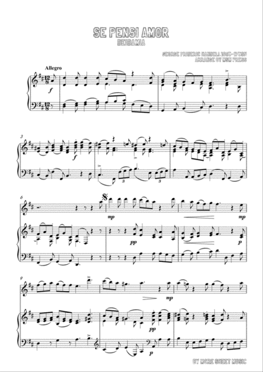 Handel-Se pensi amor,for Flute and Piano Flute Solo scores gallery preview page 3