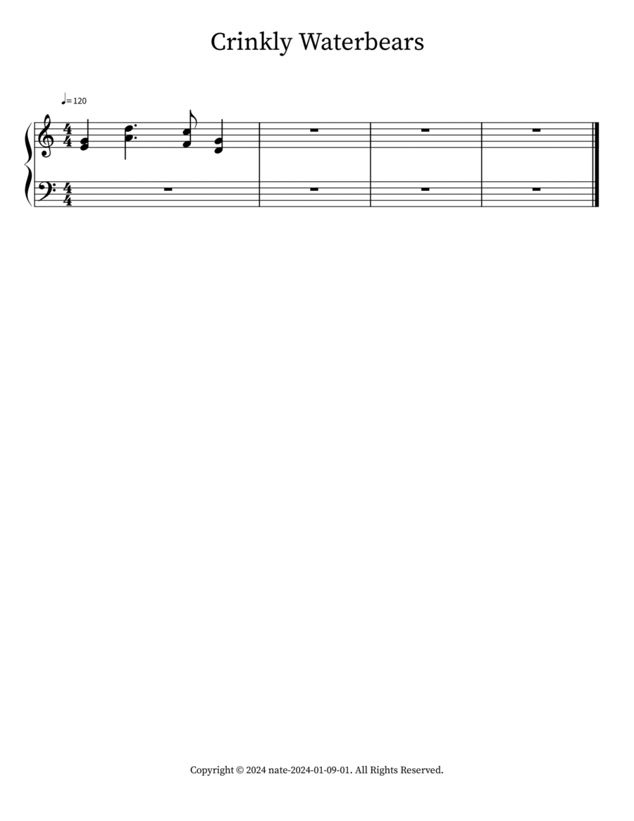 Crinkly Waterbears Crinkly Waterbears Easy Piano scores gallery preview page 1