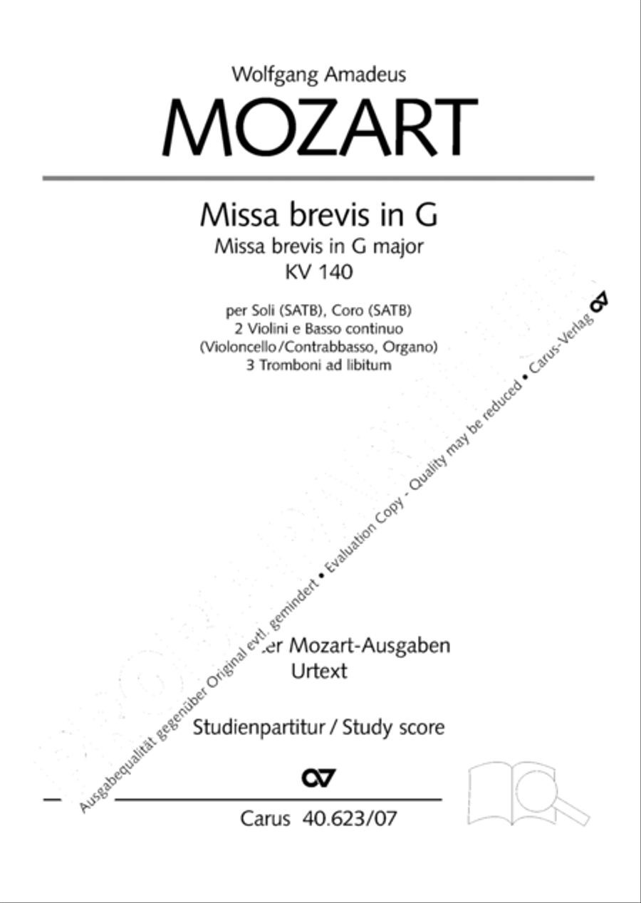 Missa brevis in G major 4-Part scores gallery preview page 2
