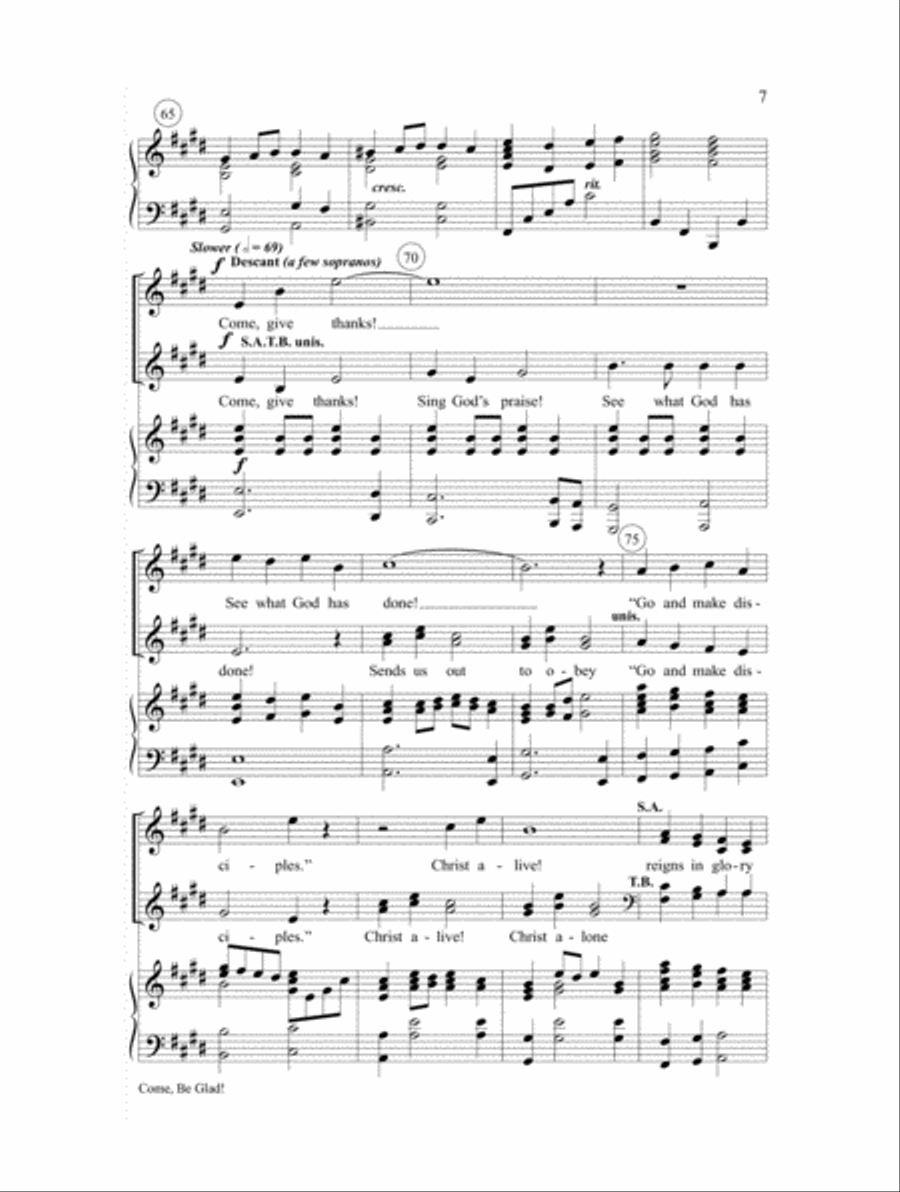 Come, Be Glad 4-Part scores gallery preview page 7