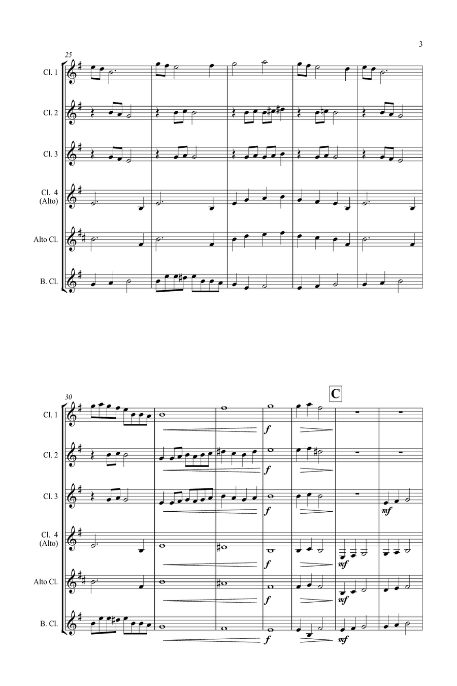 Ah Poor Bird - for Clarinet Choir Clarinet Quintet scores gallery preview page 6