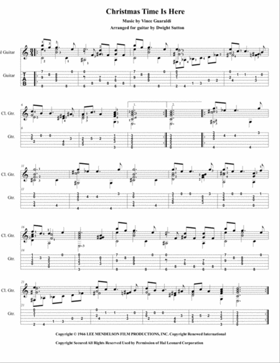 Christmas Time Is Here Electric Guitar scores gallery preview page 1