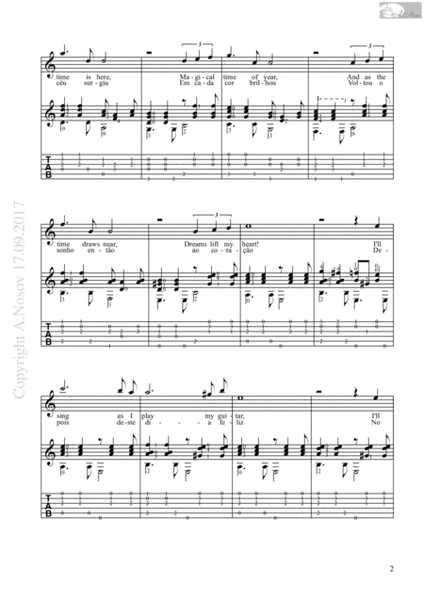 Morning of Carnival (Sheet music for vocals and guitar) image number null