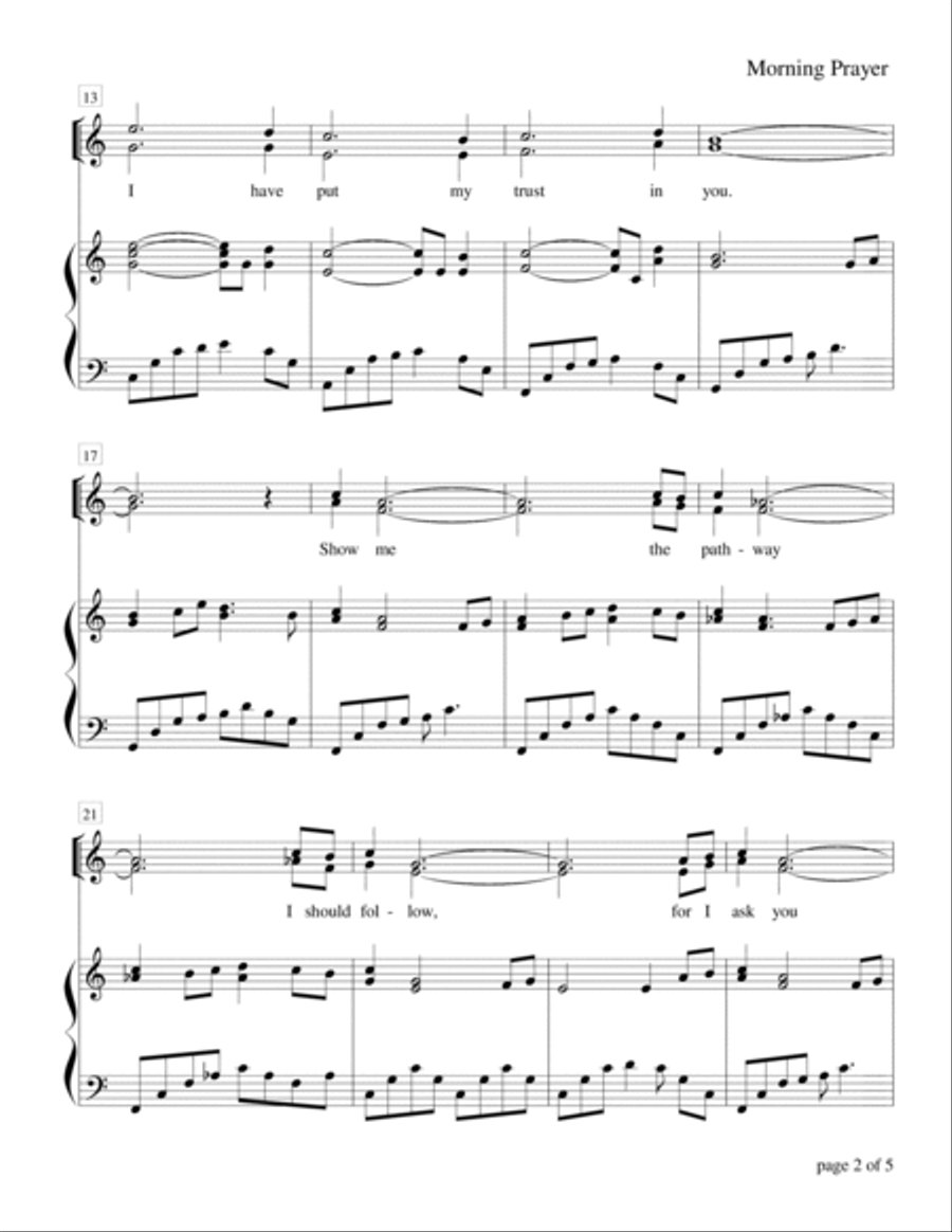 Morning Prayer - Psalm 143 (for SA choir with piano accompaniment) SA scores gallery preview page 4