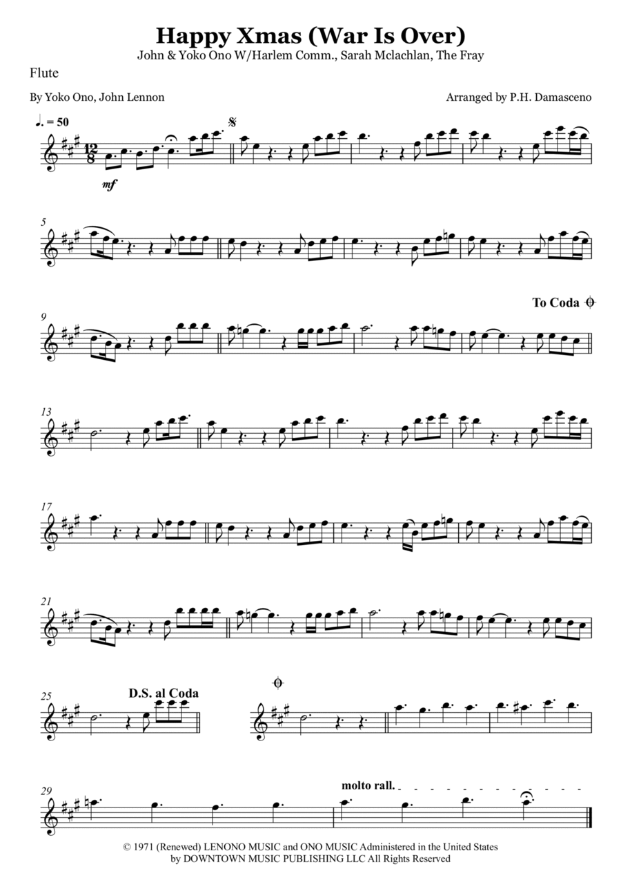 Happy Xmas (war Is Over) Flute Solo scores gallery preview page 1