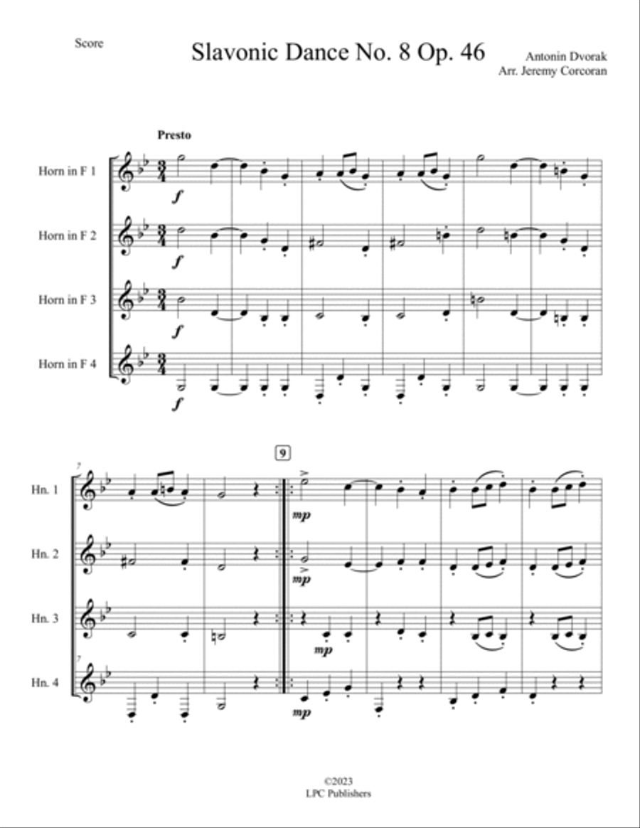 Slavonic Dance Op. 46 No. 8 Brass Quartet scores gallery preview page 2