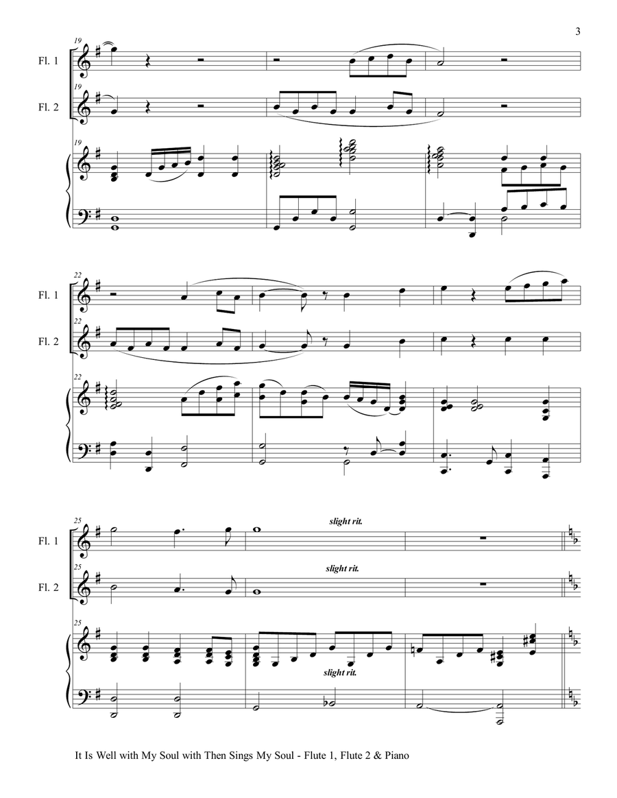 IT IS WELL WITH MY SOUL with THEN SINGS MY SOUL (Trio – Flute 1 & Flute 2 with Piano) Score and Part