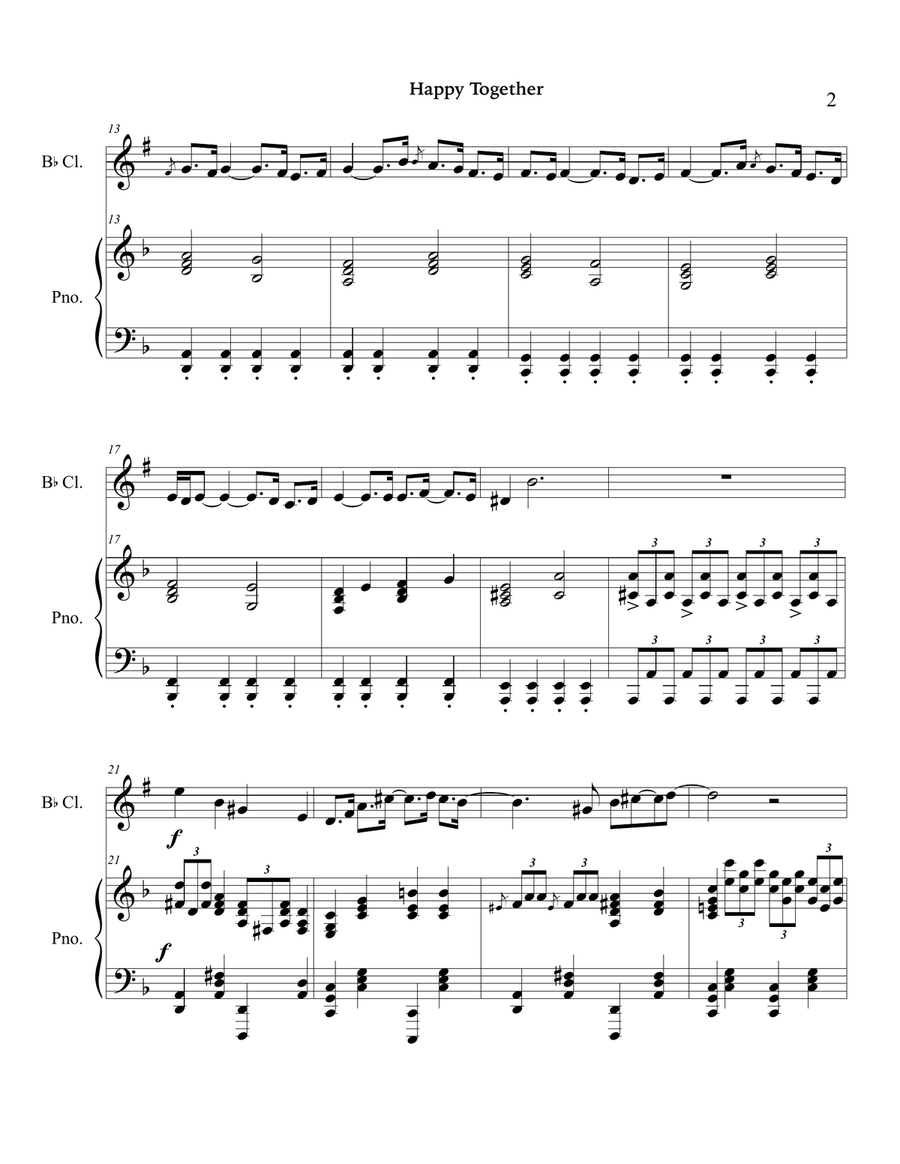 Happy Together by The Turtles B-Flat Clarinet - Digital Sheet Music page 6