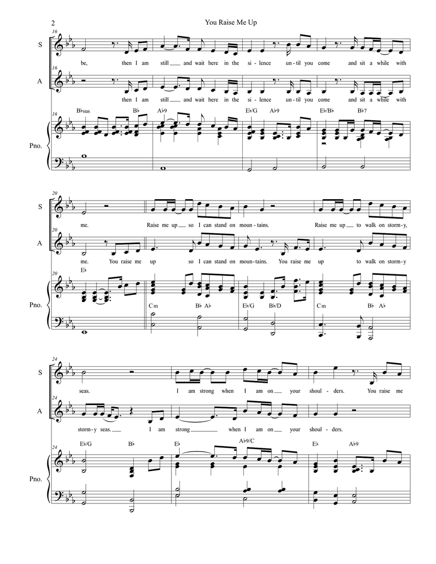 You Raise Me Up Alto Voice scores gallery preview page 2