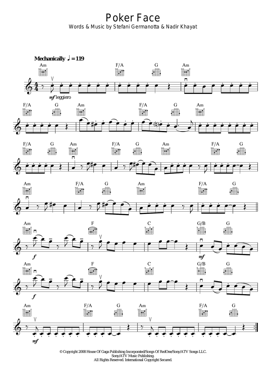 Poker Face Poker Face Violin Solo scores gallery preview page 1