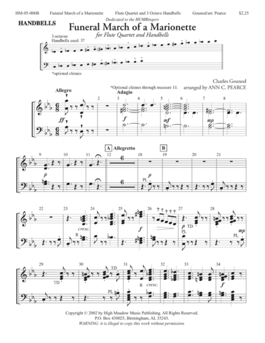 Funeral March of a Marionette Flute Quartet scores gallery preview page 1