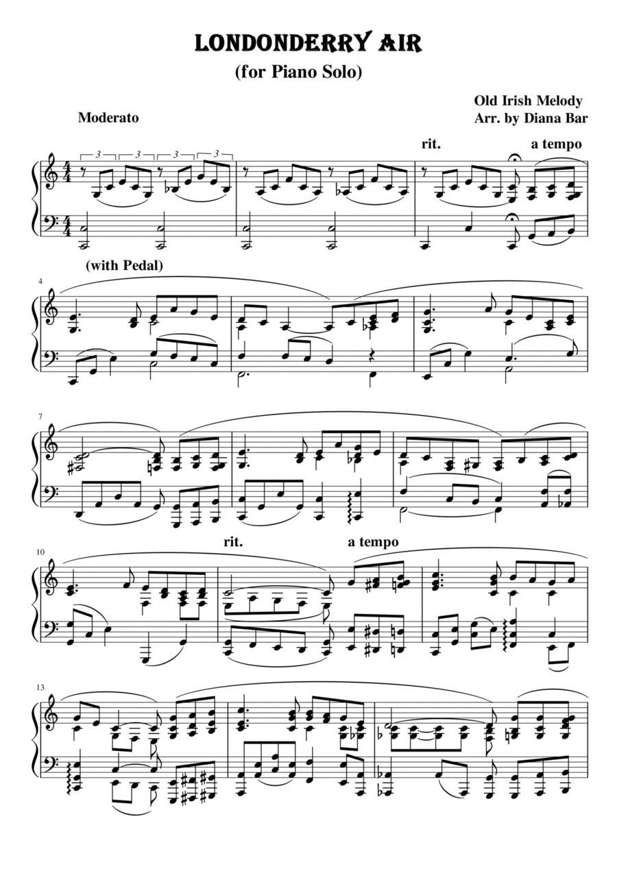 Londonderry Air Londonderry Air Piano Solo scores gallery preview page 1