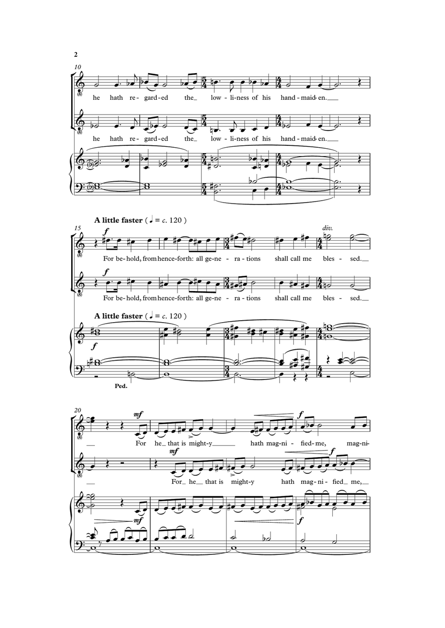 Essex Service (Magnificat and Nunc Dimittis) version for two-part voices (SA or TB) and organ TB scores gallery preview page 2