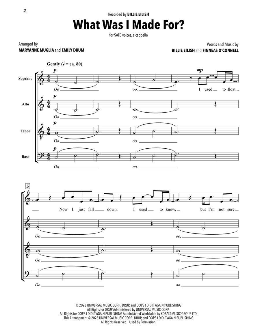 What Was I Made For? 4-Part scores gallery preview page 1