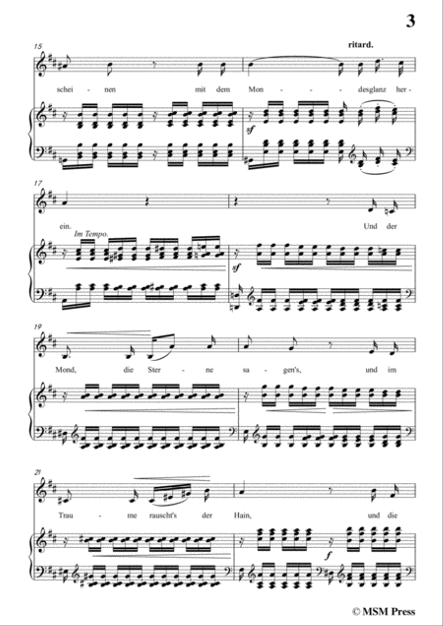 Schumann-Frühlingsnacht,in D Major,for Voice and Piano Voice Solo scores gallery preview page 5